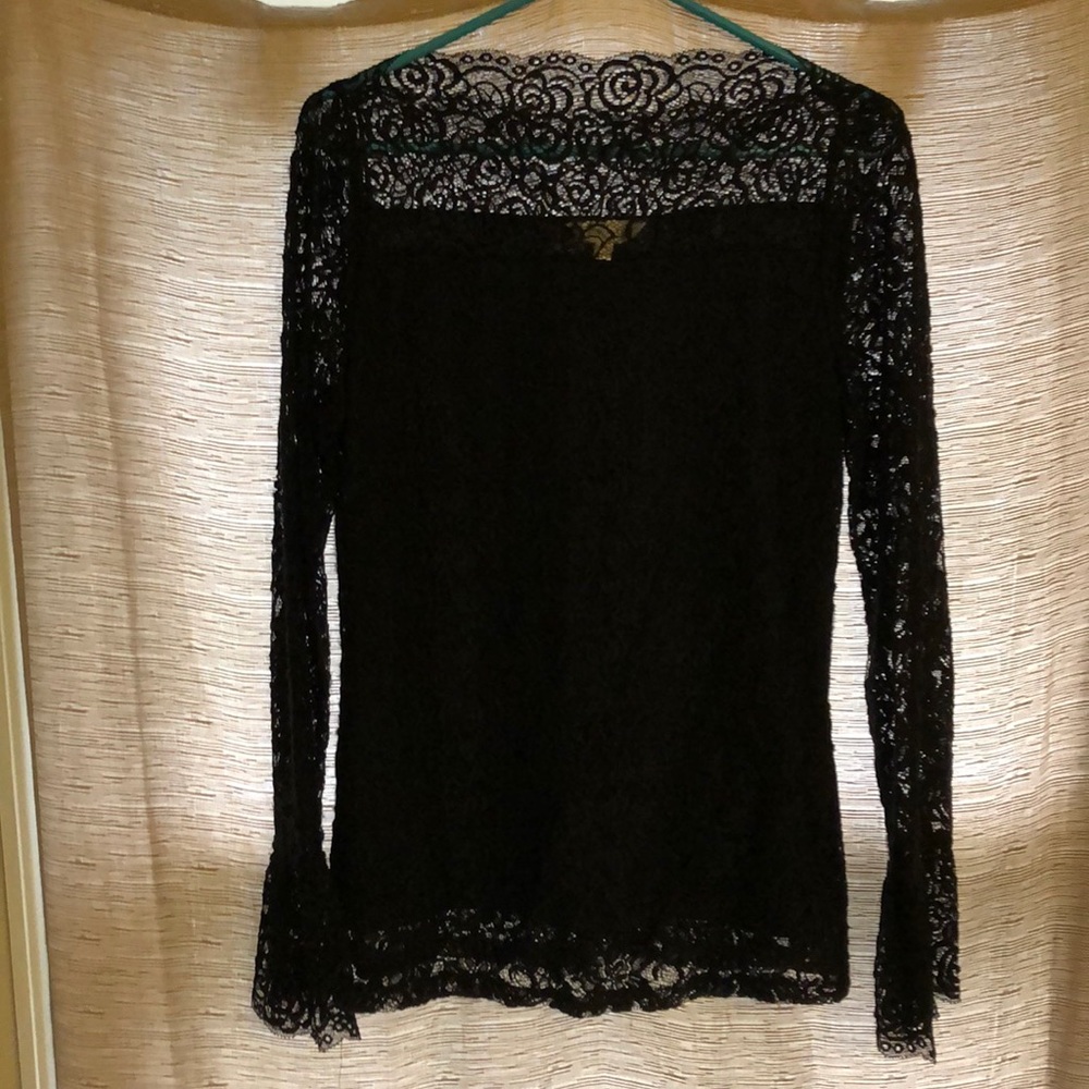 Black lace long sleeve blouse